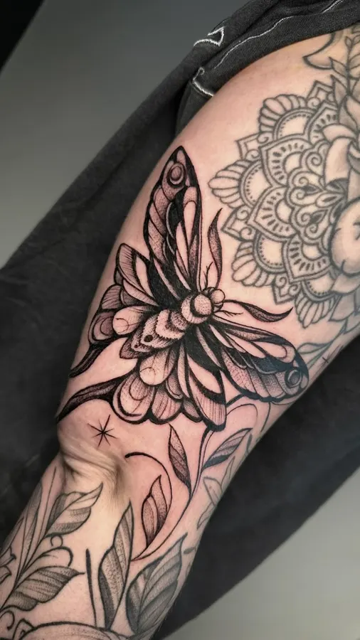 Aile ornementale avec détails floraux.